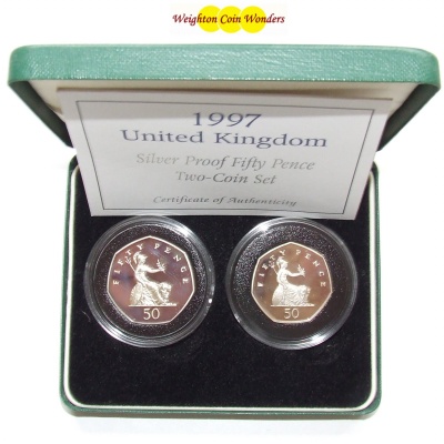 1997 Silver Proof Fifty Pence Two Coin Set
